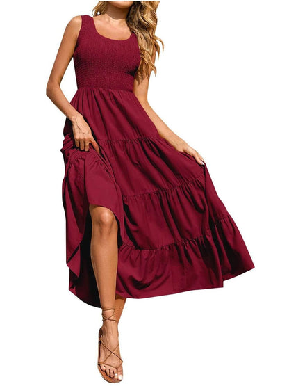 Tiered Smocked Wide Strap Dress Carauana Store
