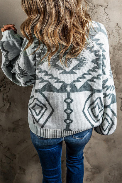 Printed Button Up V-Neck Long Sleeve Cardigan Carauana Store