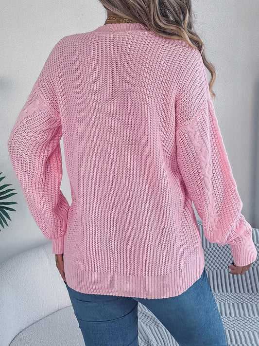 Cable-Knit Long Sleeve Cardigan Carauana Store