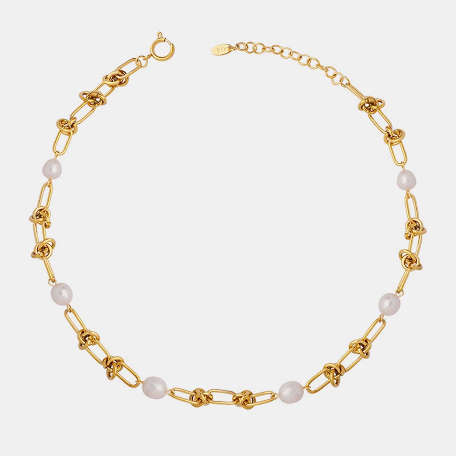 Freshwater Pearl Titanium Steel Necklace Carauana Store