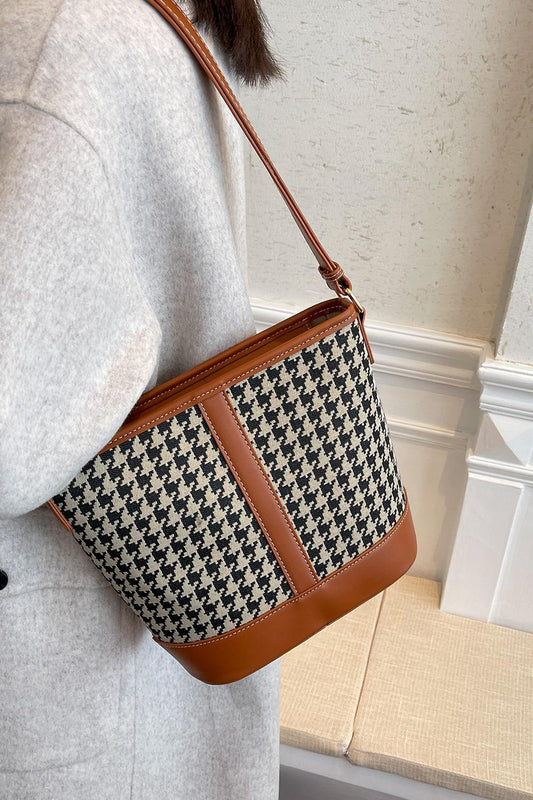 Houndstooth PU Leather Shoulder Bag Carauana Store