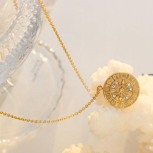 Zircon Titanium Steel Timepiece Shape Necklace Carauana Store