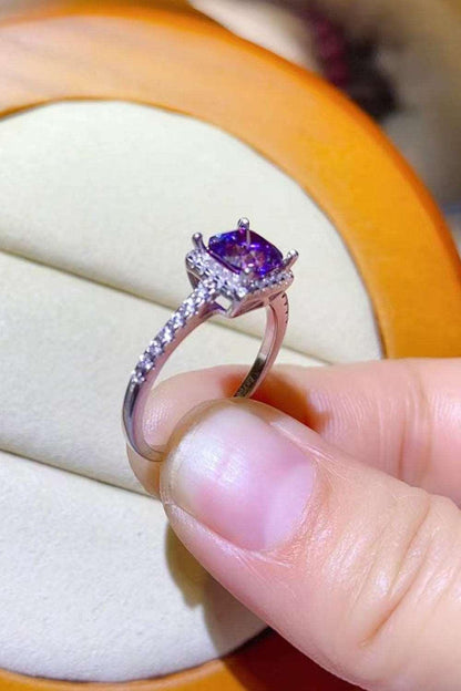 1 Carat Moissanite Platinum-Plated Square Ring Carauana Store