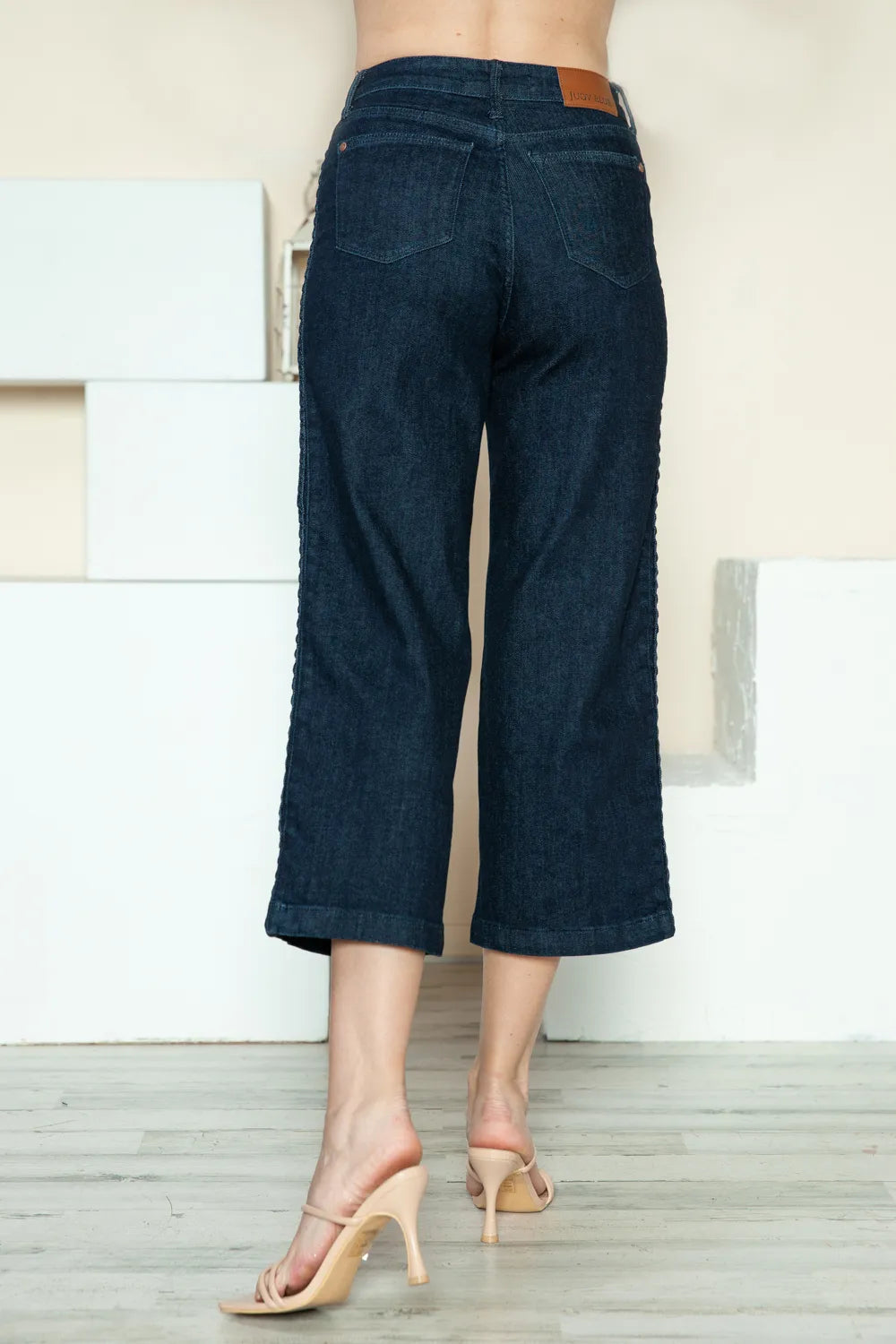 Judy Blue Full Size Side Seam Braid Detail Crop Wide Leg Jeans Carauana Store