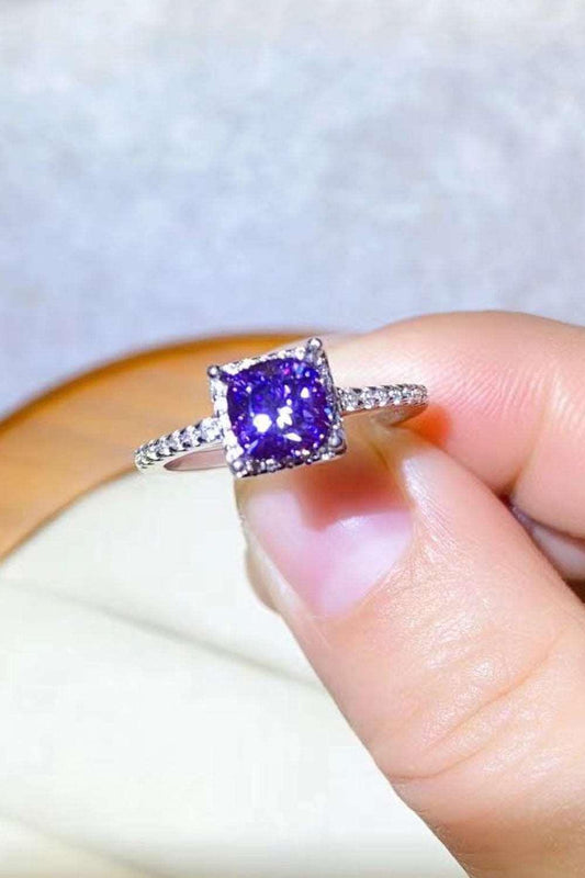 1 Carat Moissanite Platinum-Plated Square Ring Carauana Store