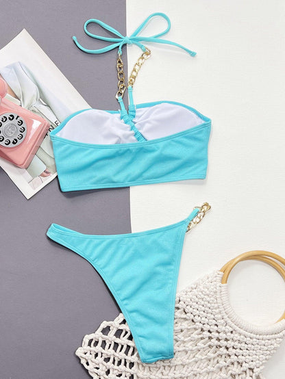 Halter Neck Chain Detail Two-Piece Bikini Set Carauana Store
