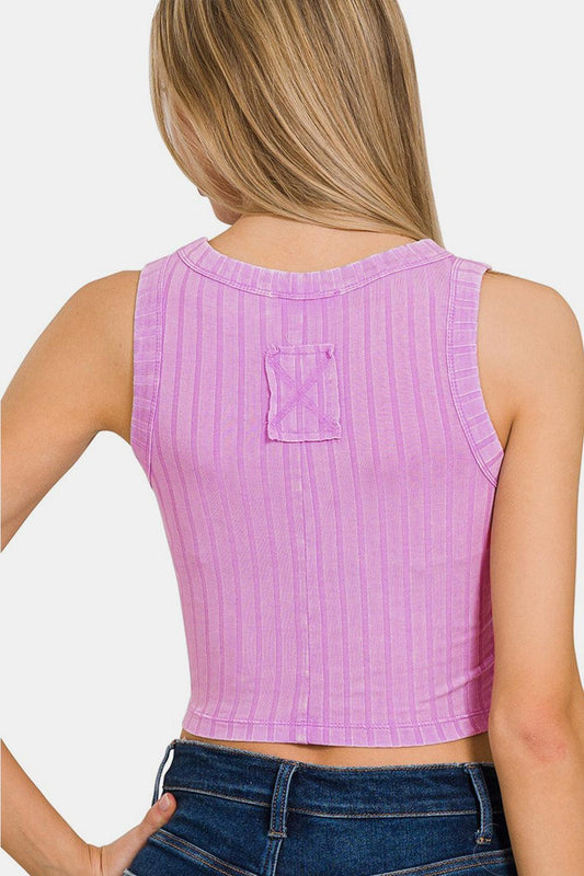 Zenana Ribbed Round Neck Cropped Tank Carauana Store
