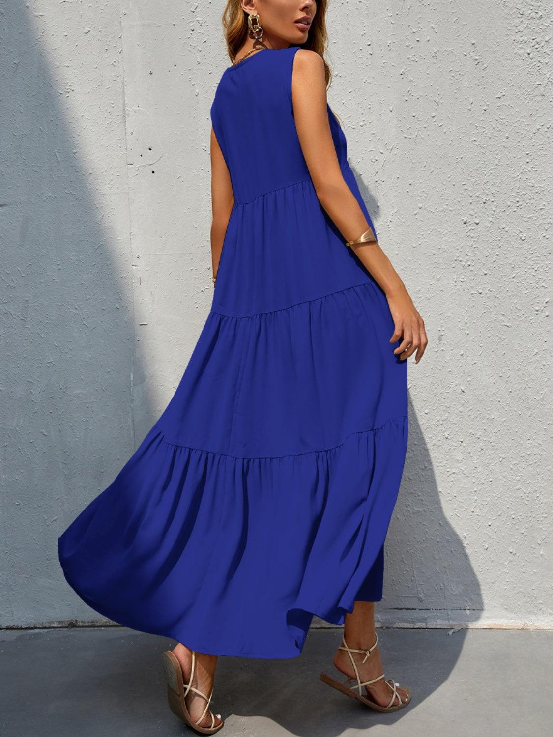 Tiered V-Neck Sleeve Dress Carauana Store