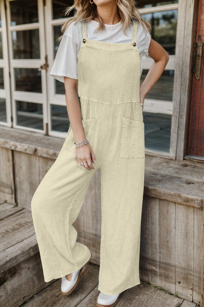 Full Size Wide Leg Front Pocket Jumpsuit Carauana Store