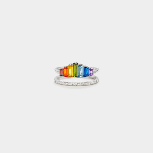 Zircon 925 Sterling Silver Double-Layered Ring Carauana Store