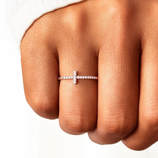 Cross Inlaid Zircon 925 Sterling Silver Ring Carauana Store