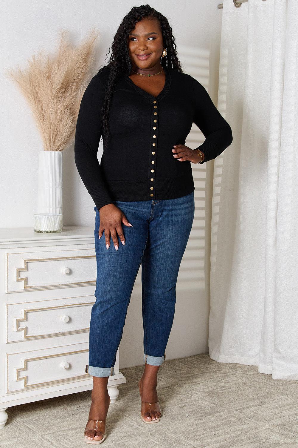 Zenana Full Size V-Neck Long Sleeve Cardigan Carauana Store