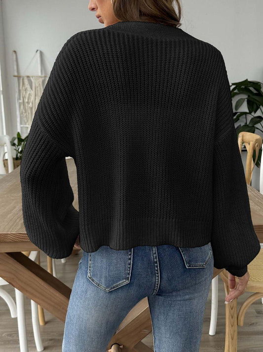 Heart Button Down V-Neck Long Sleeve Cardigan Carauana Store