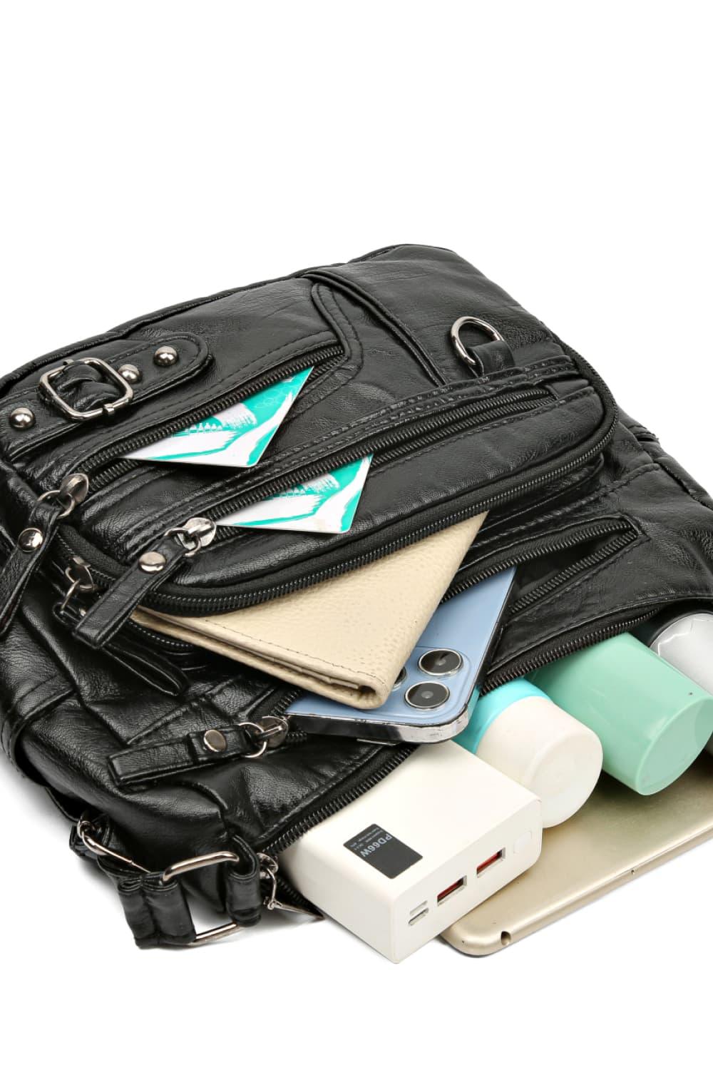 Multi-Pocket PU Leather Crossbody Bag Carauana Store