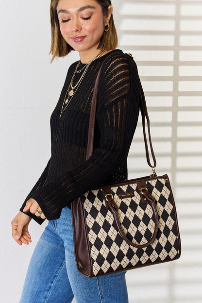 David Jones Argyle Pattern PU Leather Handbag Carauana Store