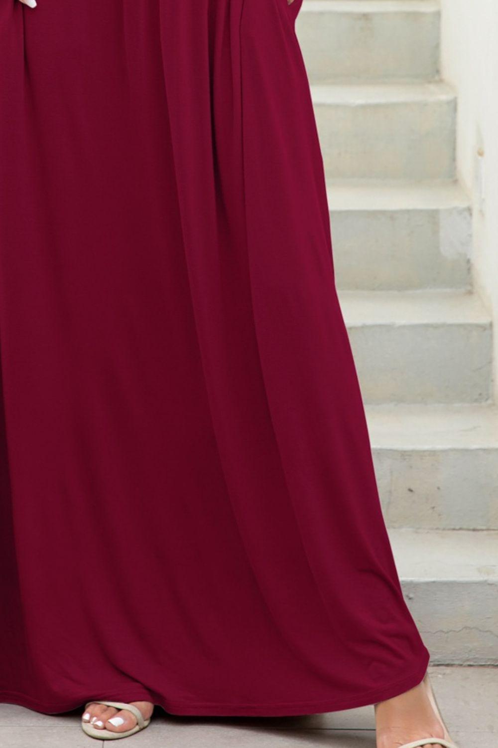 Round Neck Maxi Tee Dress with Pockets Carauana Store