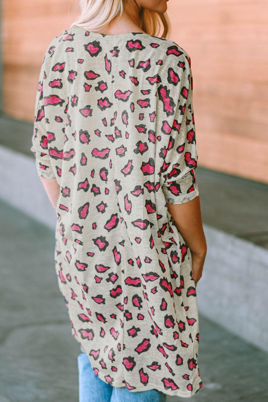 Printed Open Front Half Sleeve Cardigan Carauana Store