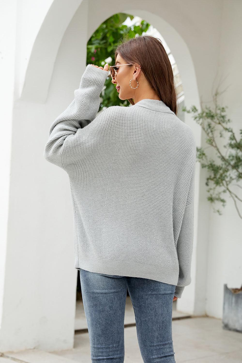 Button Up Drop Shoulder Long Sleeve Cardigan Carauana Store