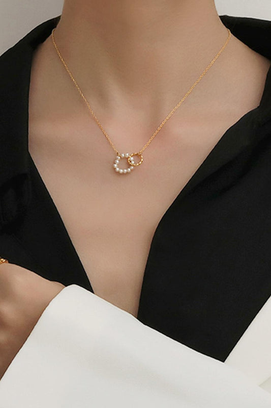 Pearl Hoop Link Pendant Necklace Carauana Store