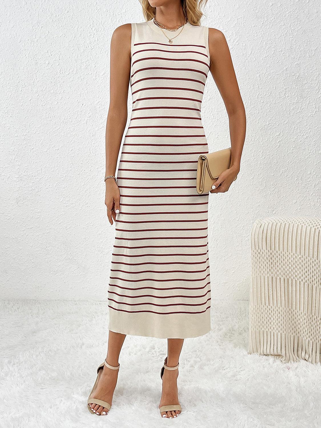 Round Neck Sleeve Midi Knit Dress Carauana Store