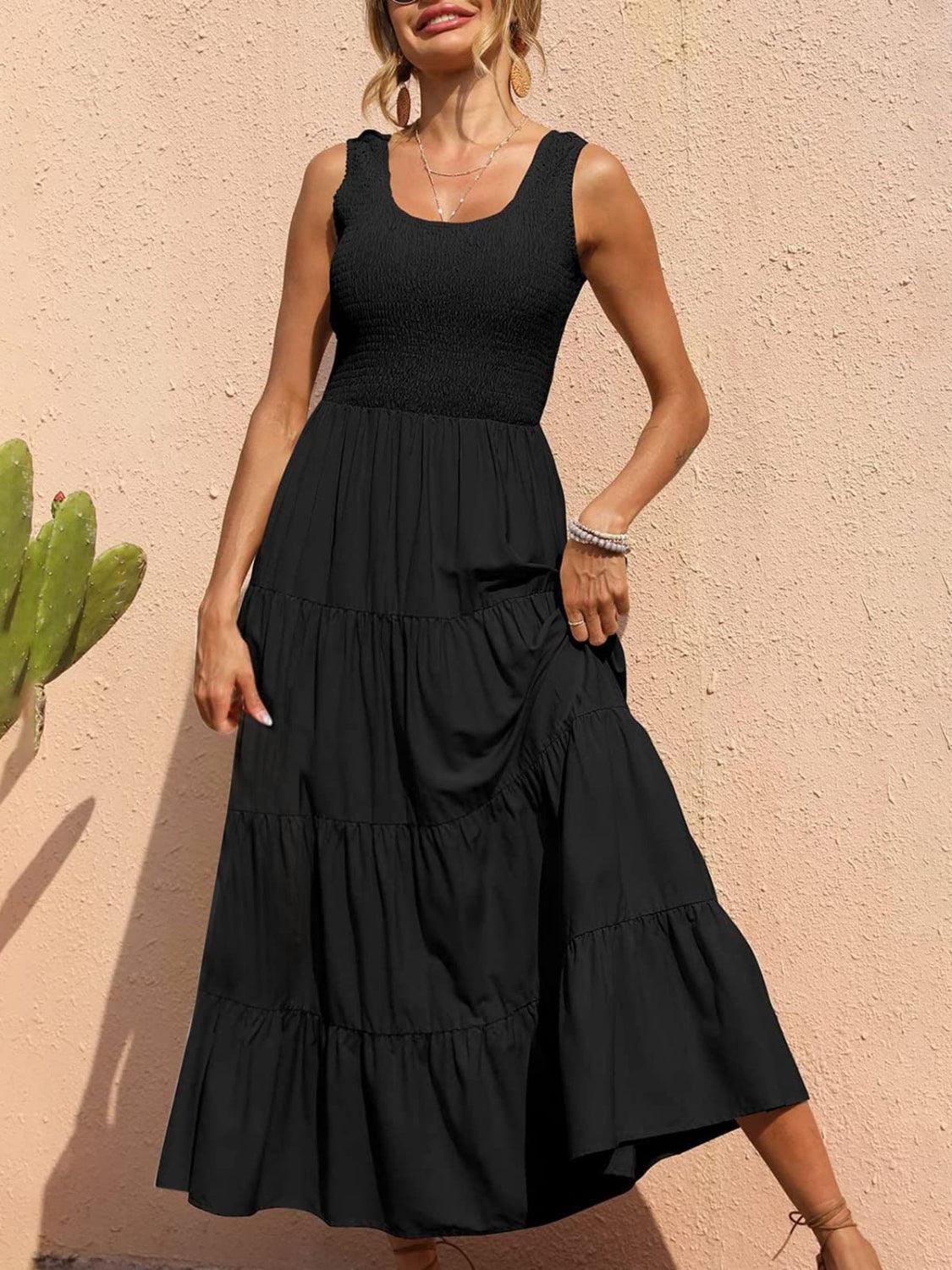 Tiered Smocked Wide Strap Dress Carauana Store