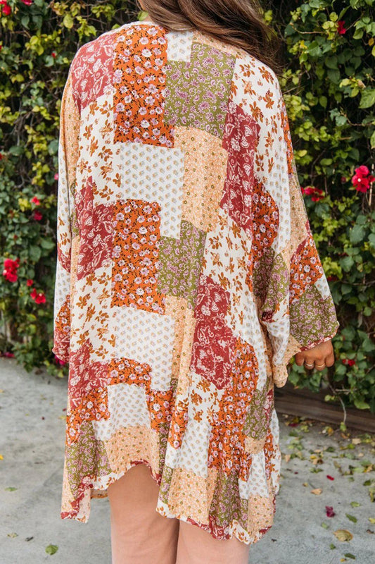 Printed Open Front Long Sleeve Cover-Up Carauana Store