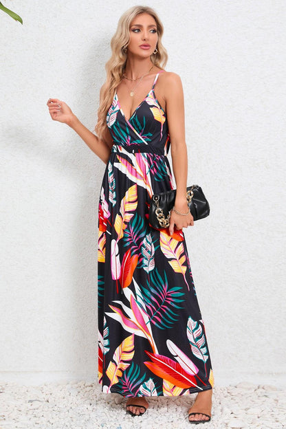 Printed Surplice Maxi Cami Dress Carauana Store