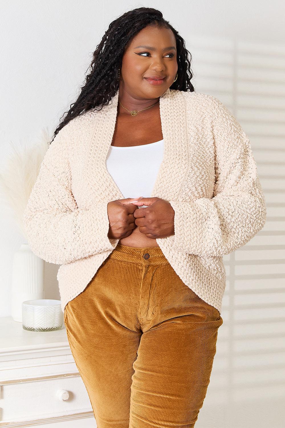 Double Take Open Front Long Sleeve Cardigan Carauana Store