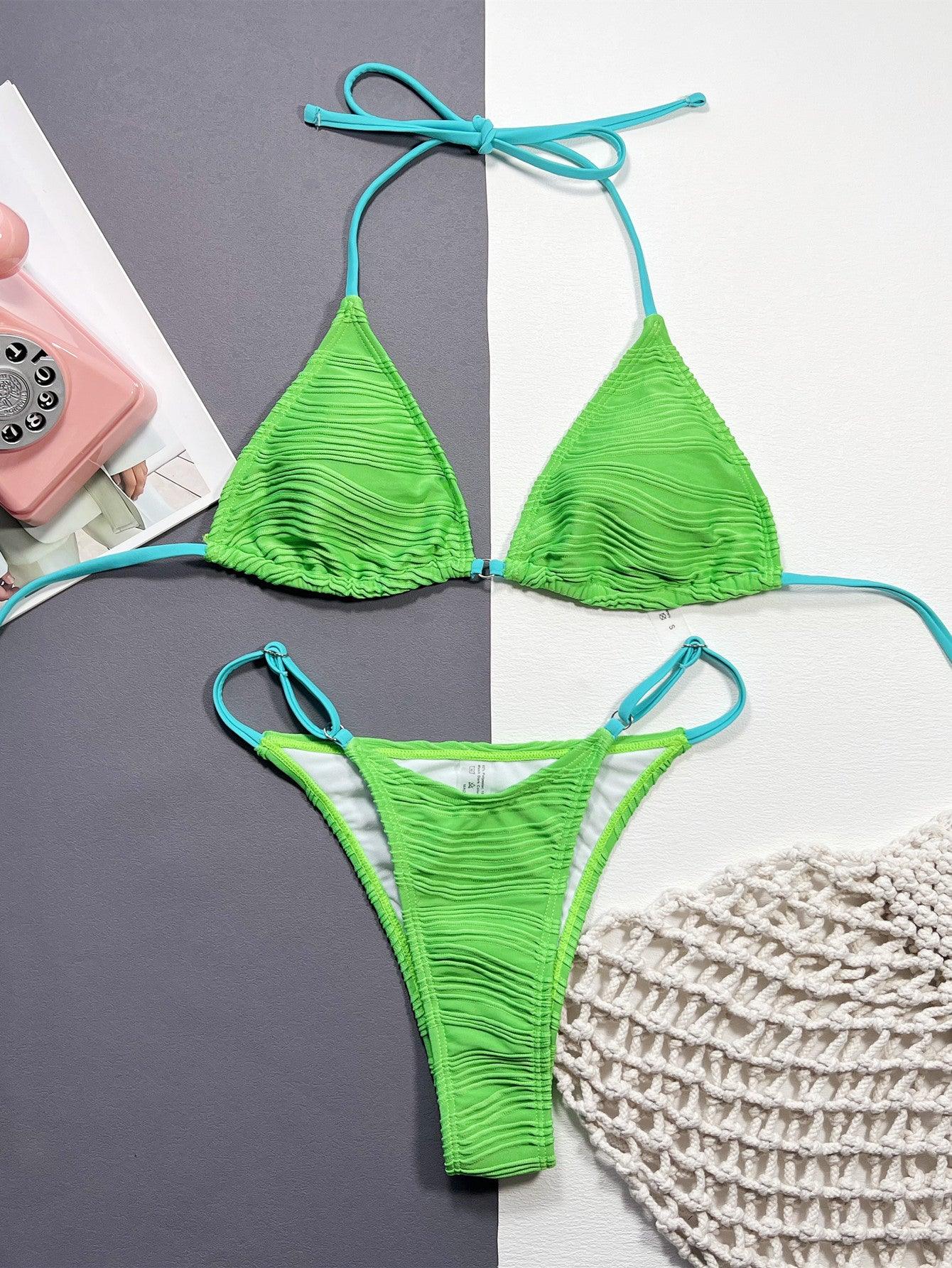 Ribbed Halter Neck Two-Piece Bikini Set Carauana Store