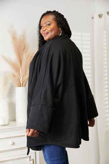 HEYSON Full Size Open Front Cardigan with Scarf Design Carauana Store
