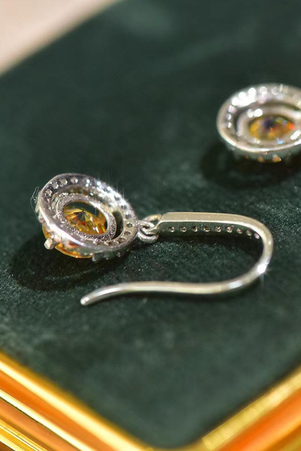 Platinum-Plated 2 Carat Moissanite Drop Earrings Carauana Store