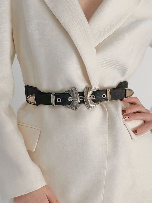 Double Buckle PU Leather Belt Carauana Store