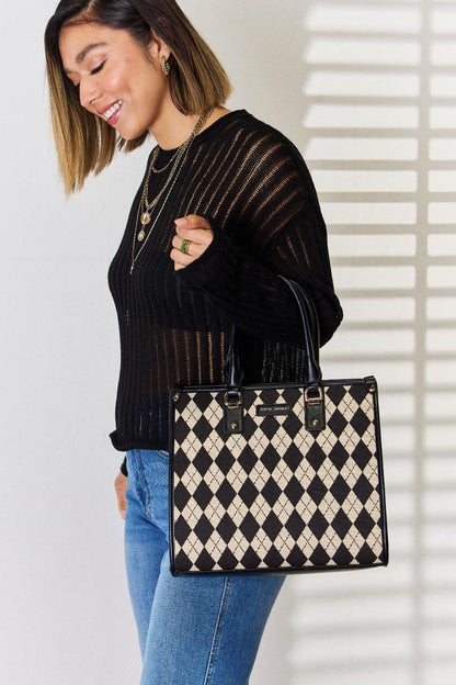 David Jones Argyle Pattern PU Leather Handbag Carauana Store