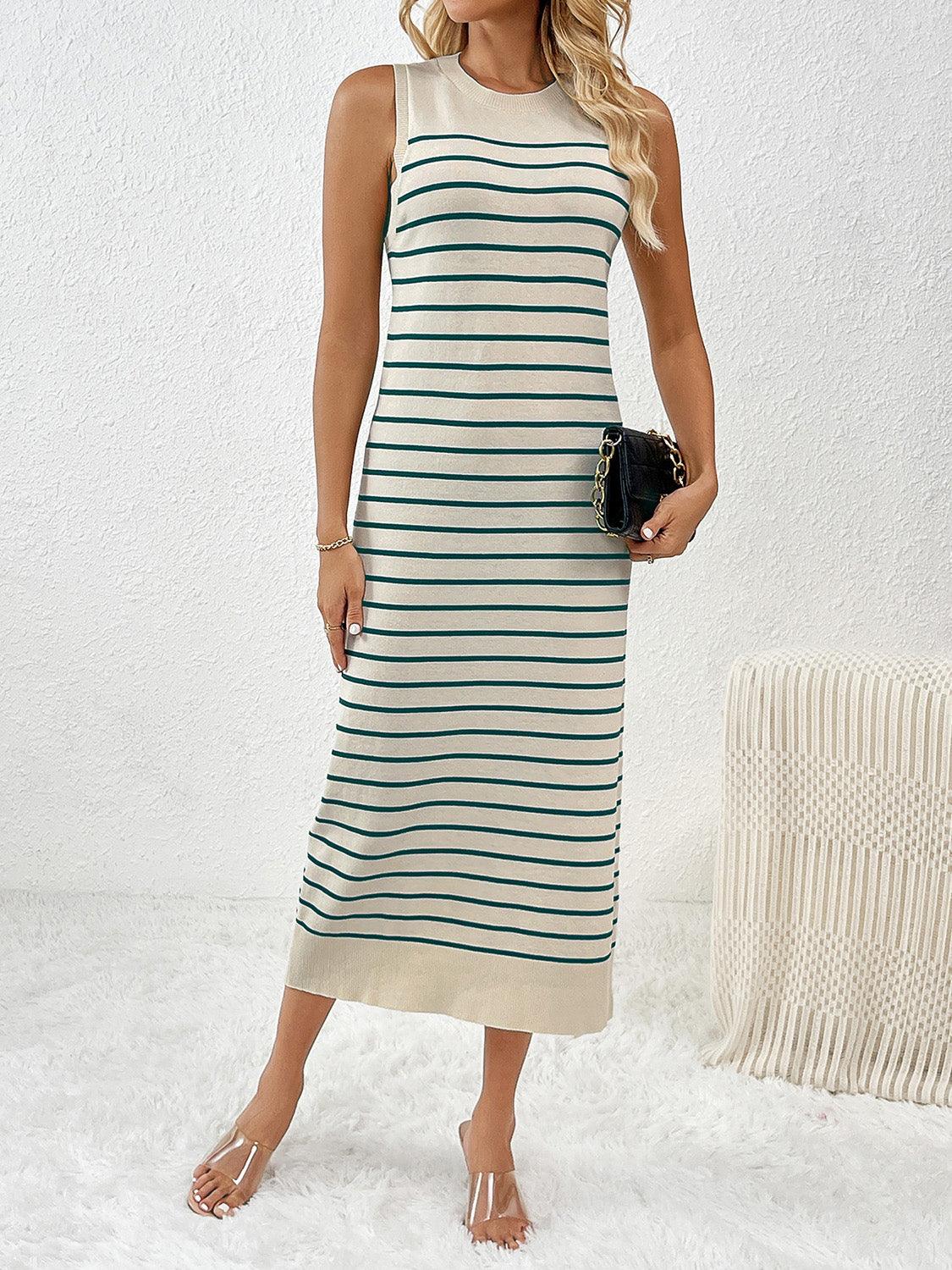 Round Neck Sleeve Midi Knit Dress Carauana Store