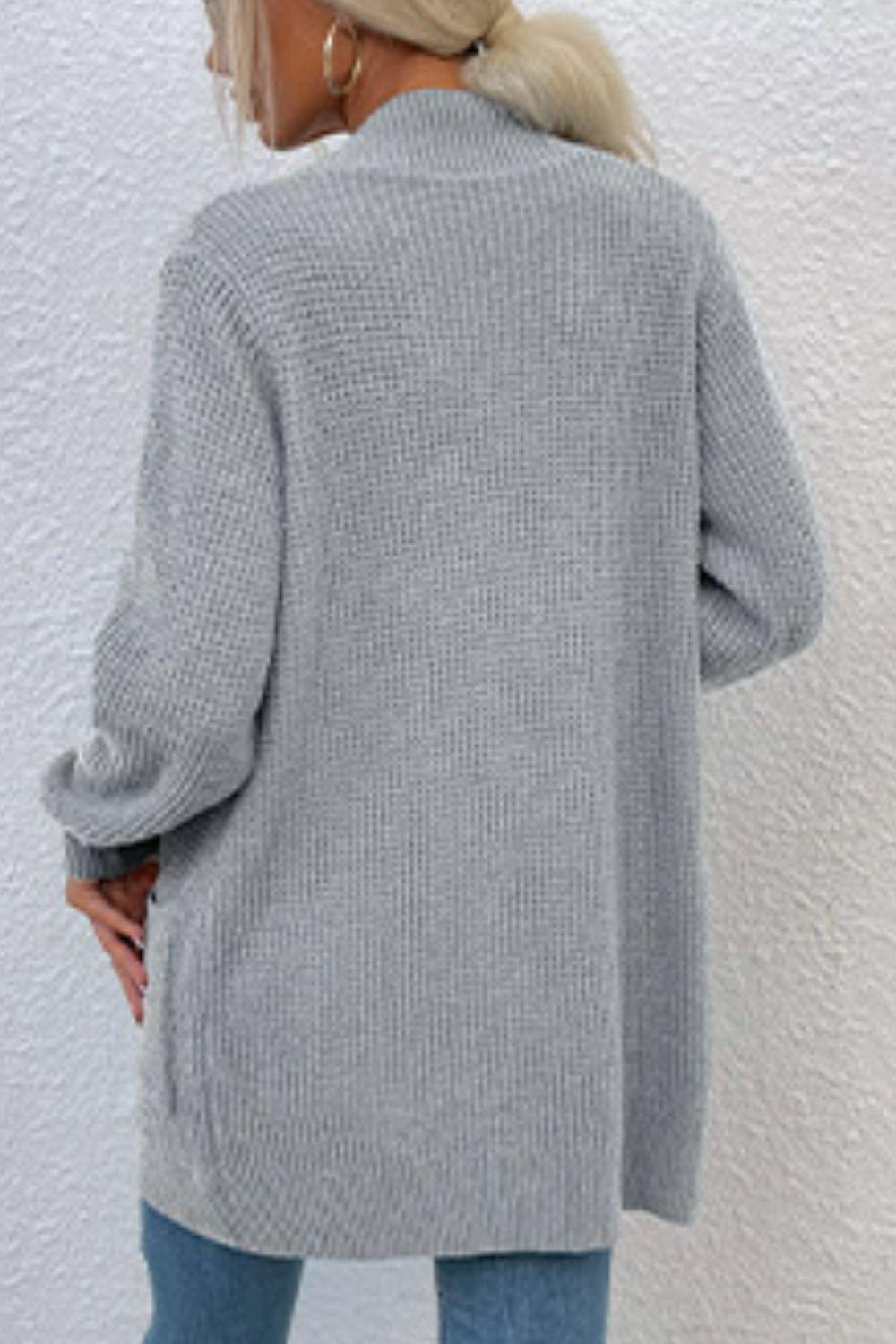 Open Front Rib-Knit Cardigan with Pockets Carauana Store