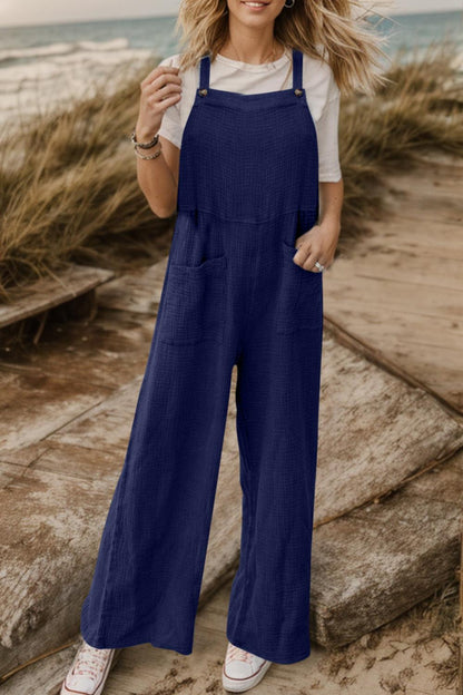 Full Size Wide Leg Front Pocket Jumpsuit Carauana Store