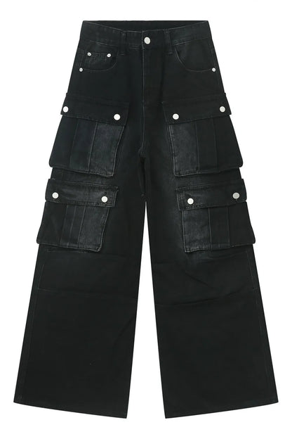 Multi-Pocket Cargo Wide-Leg Jeans Carauana Store