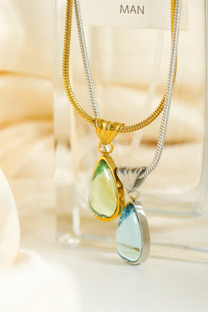 Teardrop Shape Titanium Steel Pendant Necklace Carauana Store