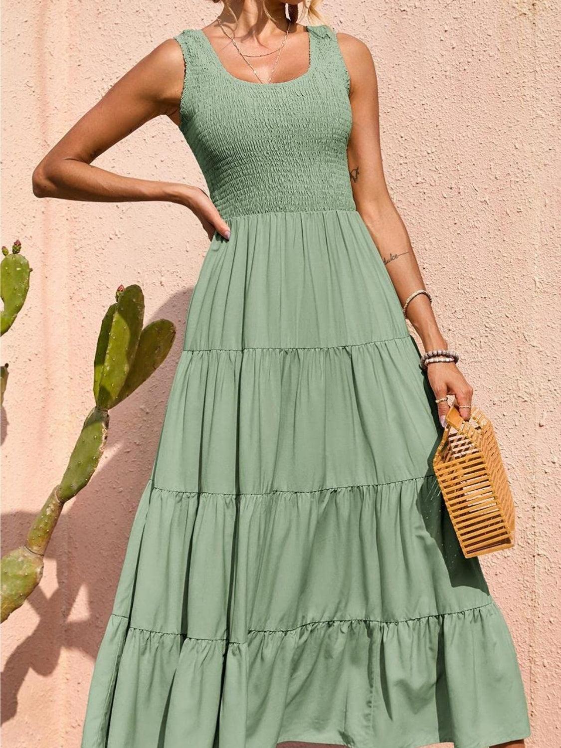 Tiered Smocked Wide Strap Dress Carauana Store