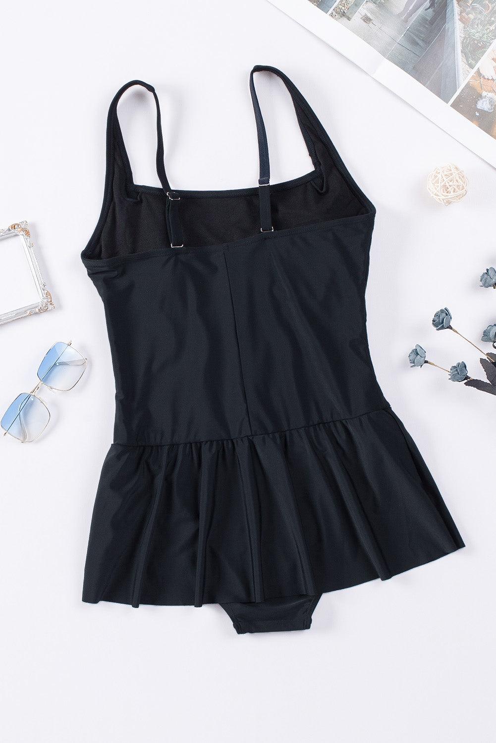 Ruched Square Neck Sleeveless One-Piece Swimwear Carauana Store