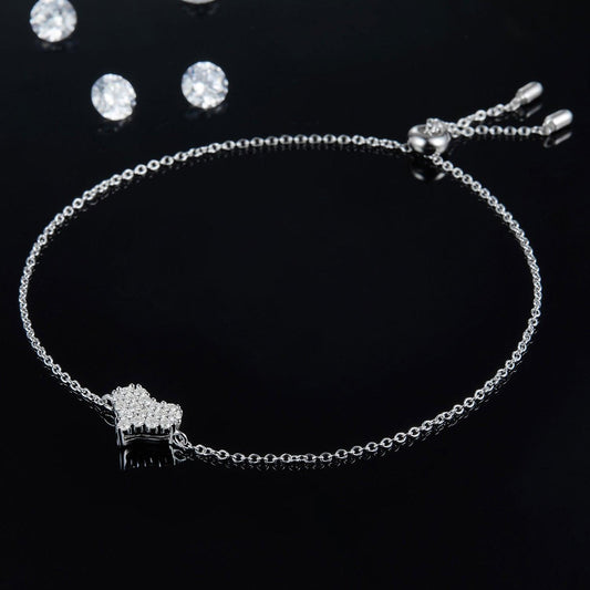 Moissanite 925 Sterling Silver Heart Bracelet Carauana Store
