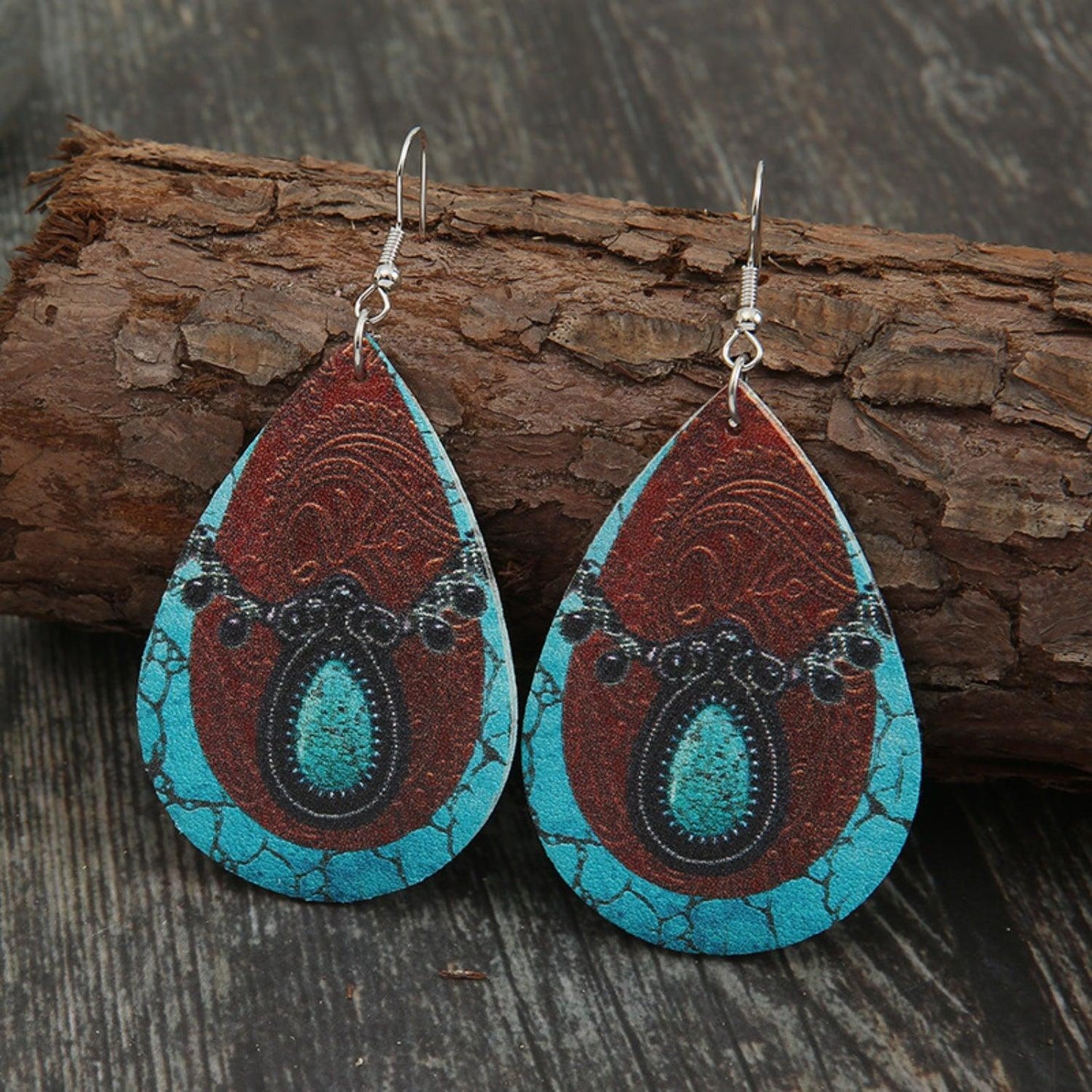 PU Leather Iron Hook Teardrop Earrings Carauana Store