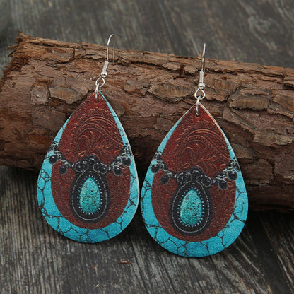 PU Leather Iron Hook Teardrop Earrings Carauana Store