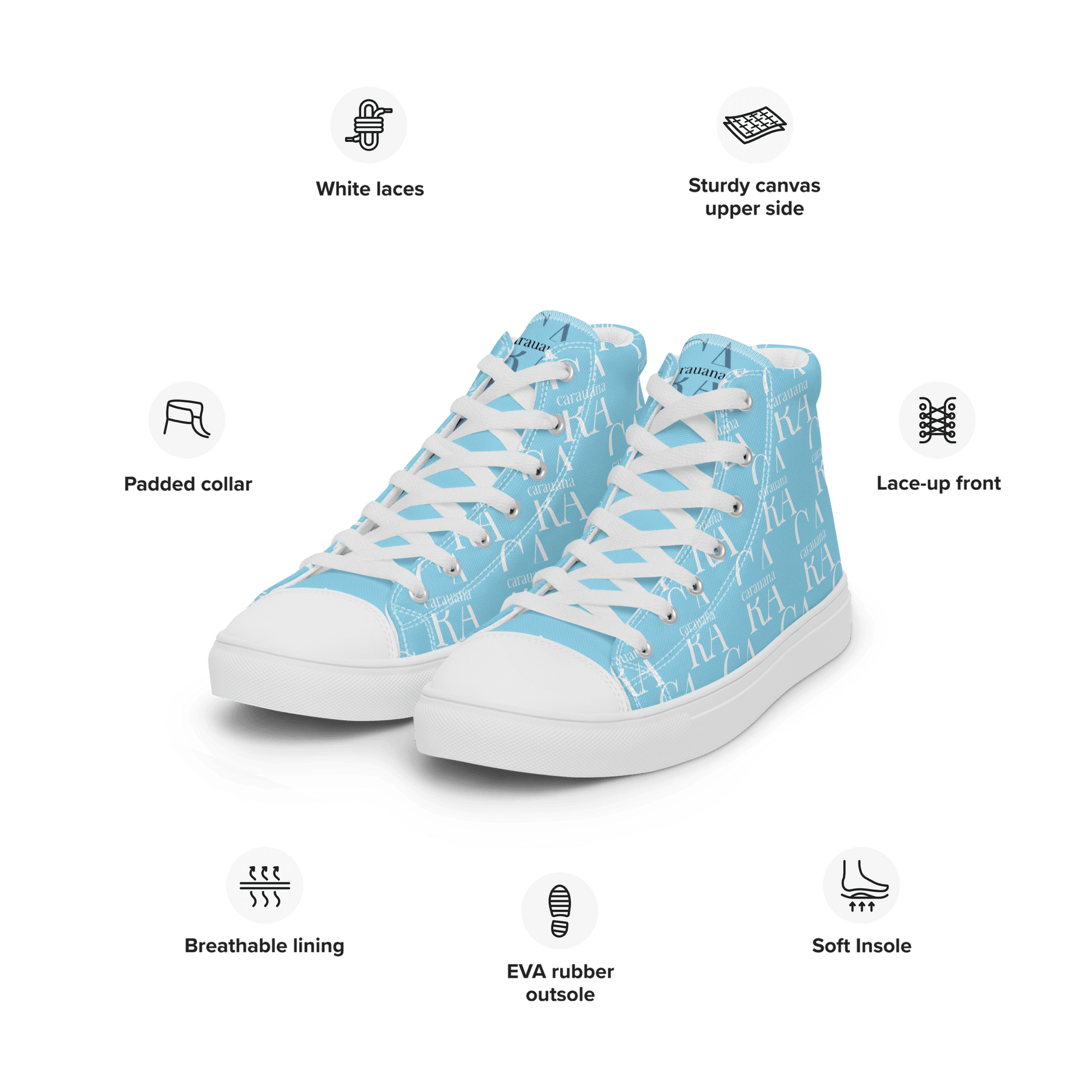 CARAUANA Hip Hop canvas shoes sky blue Branded